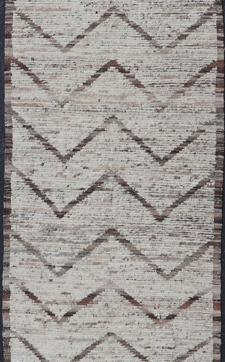 Modern Hand Knotted Runner in All - Over Design in Brown Color & Cream Background Cream and brown variegated tribal design modern runner, Keivan Woven Arts / rug AFG - 36127, country of origin / type: Afghanistan / Modern, condition: new. Thi... - Keivan Woven ArtsAFG - 36127 - 5881 - 16832Rug