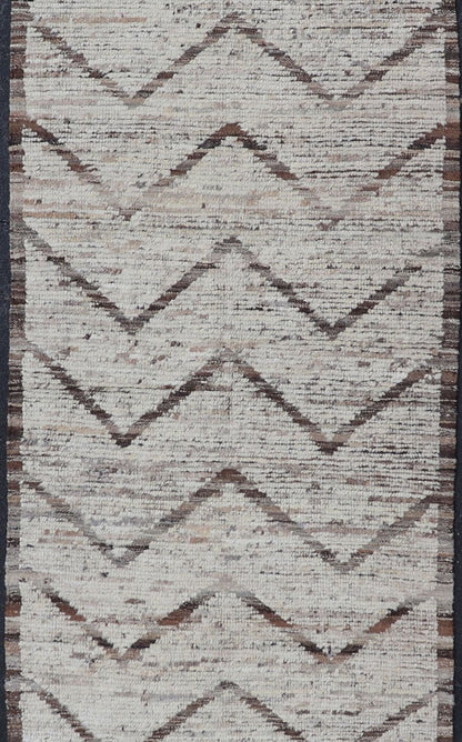 Modern Hand Knotted Runner in All - Over Design in Brown Color & Cream Background Cream and brown variegated tribal design modern runner, Keivan Woven Arts / rug AFG - 36127, country of origin / type: Afghanistan / Modern, condition: new. Thi... - Keivan Woven ArtsAFG - 36127 - 5881 - 16832Rug