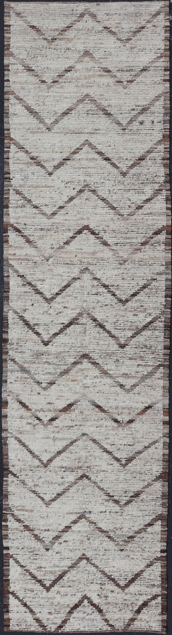 Modern Hand Knotted Runner in All - Over Design in Brown Color & Cream Background Cream and brown variegated tribal design modern runner, Keivan Woven Arts / rug AFG - 36127, country of origin / type: Afghanistan / Modern, condition: new. Thi... - Keivan Woven ArtsAFG - 36127 - 5881 - 16832Rug