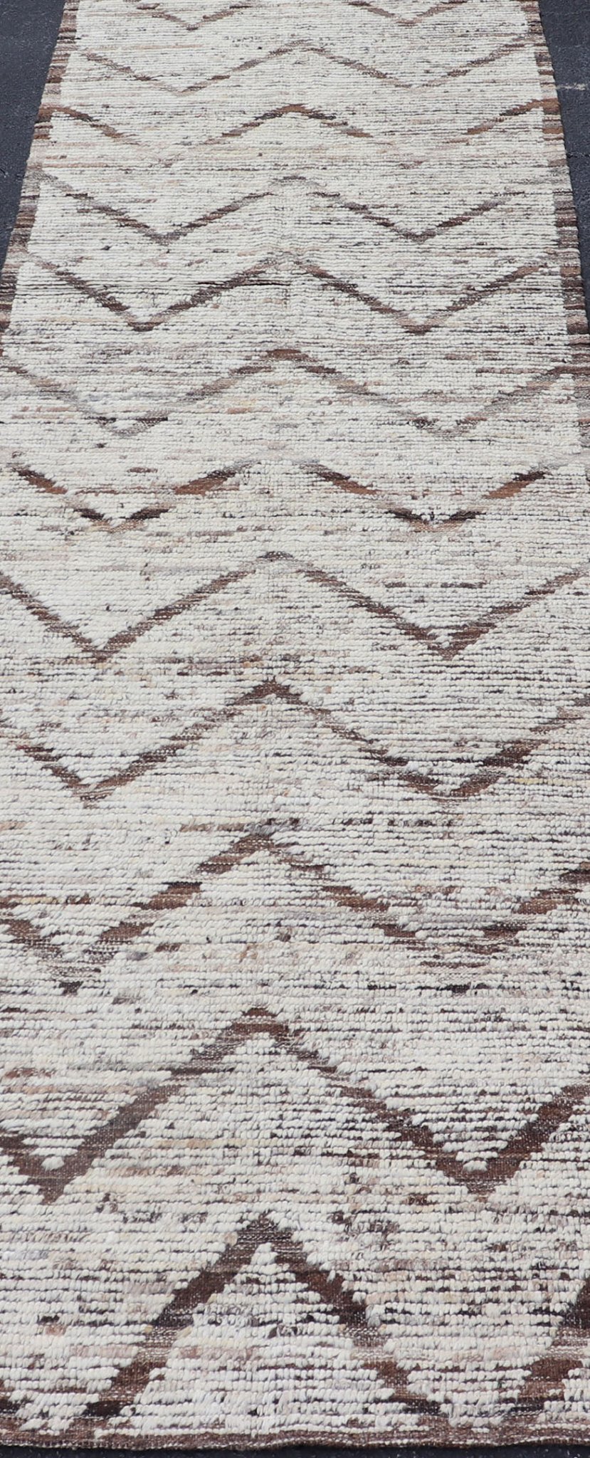 Modern Hand Knotted Runner in All - Over Design in Brown Color & Cream Background Cream and brown variegated tribal design modern runner, Keivan Woven Arts / rug AFG - 36127, country of origin / type: Afghanistan / Modern, condition: new. Thi... - Keivan Woven ArtsAFG - 36127 - 5881 - 16832Rug