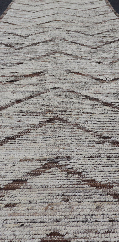 Modern Hand Knotted Runner in All - Over Design in Brown Color & Cream Background Cream and brown variegated tribal design modern runner, Keivan Woven Arts / rug AFG - 36127, country of origin / type: Afghanistan / Modern, condition: new. Thi... - Keivan Woven ArtsAFG - 36127 - 5881 - 16832Rug