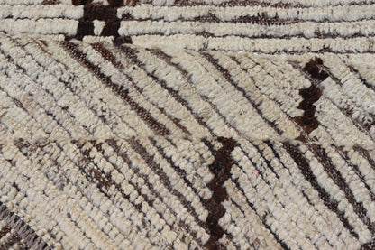 Modern Long Runner in Distressed Moroccan Design in Off White and Brown Diamonds Variegated white and off white background along with brown diamond shaped lines creates tribal design, modern design runner, Keivan Woven Arts/rug AFG - 36130, count... - Keivan Woven ArtsAFG - 36130 - 1621 - 16838Rug