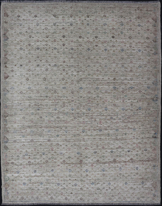 Modern Piled Rug with All - Over Design in Muted Colors and Cream Background Neutral tone rug with free - flowing modern design in shades of cream, brown, blue and neutral colors, Keivan Woven Arts/ rug AFG - 36149, country of origin / type: Afghanis... - Keivan Woven ArtsAFG - 36149 - 5966 - 16826