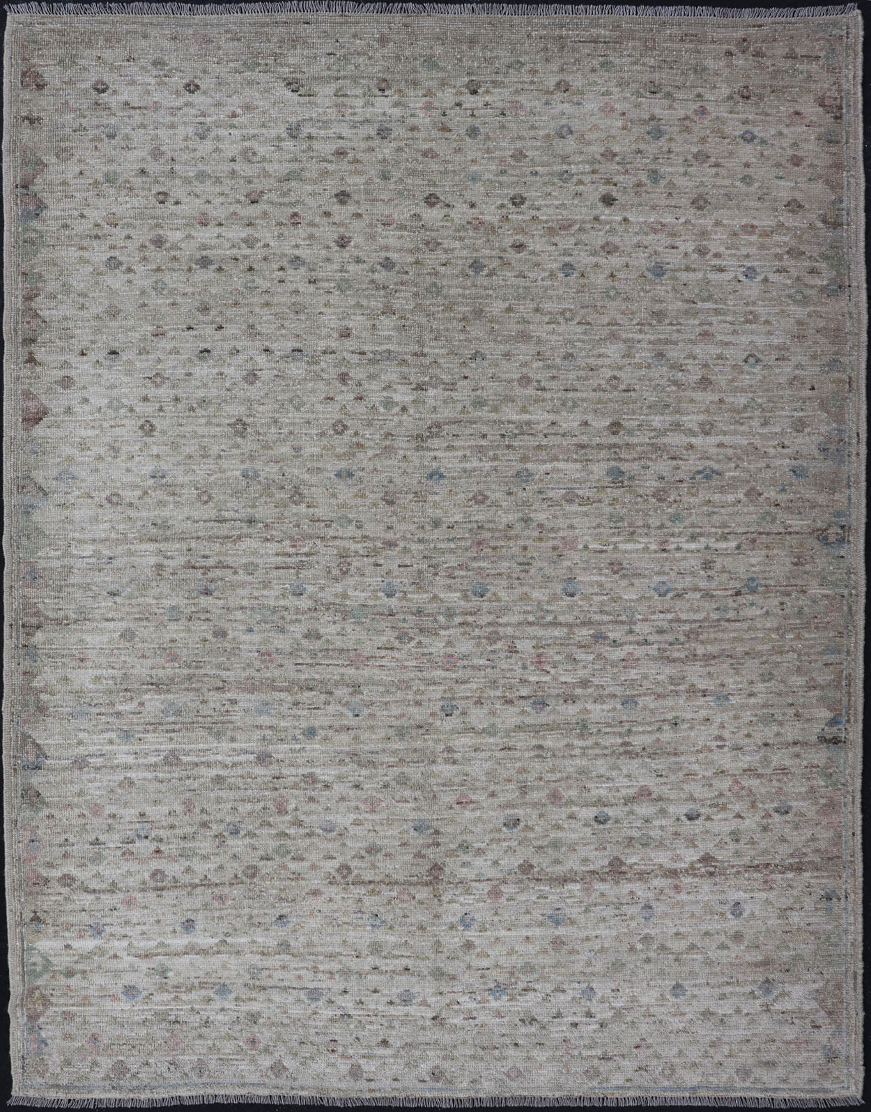 Modern Piled Rug with All - Over Design in Muted Colors and Cream Background Neutral tone rug with free - flowing modern design in shades of cream, brown, blue and neutral colors, Keivan Woven Arts/ rug AFG - 36149, country of origin / type: Afghanis... - Keivan Woven ArtsAFG - 36149 - 5966 - 16826Rug