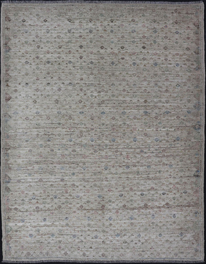 Modern Piled Rug with All - Over Design in Muted Colors and Cream Background Neutral tone rug with free - flowing modern design in shades of cream, brown, blue and neutral colors, Keivan Woven Arts/ rug AFG - 36149, country of origin / type: Afghanis... - Keivan Woven ArtsAFG - 36149 - 5966 - 16826Rug