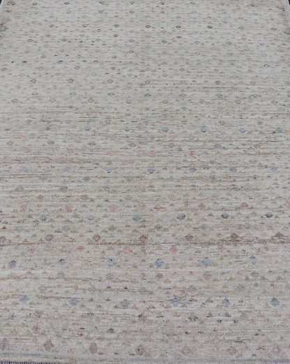 Modern Piled Rug with All - Over Design in Muted Colors and Cream Background Neutral tone rug with free - flowing modern design in shades of cream, brown, blue and neutral colors, Keivan Woven Arts/ rug AFG - 36149, country of origin / type: Afghanis... - Keivan Woven ArtsAFG - 36149 - 5966 - 16826Rug