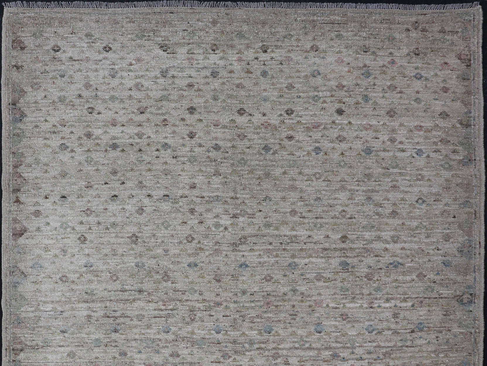 Modern Piled Rug with All - Over Design in Muted Colors and Cream Background Neutral tone rug with free - flowing modern design in shades of cream, brown, blue and neutral colors, Keivan Woven Arts/ rug AFG - 36149, country of origin / type: Afghanis... - Keivan Woven ArtsAFG - 36149 - 5966 - 16826Rug