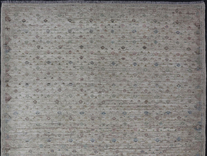Modern Piled Rug with All - Over Design in Muted Colors and Cream Background Neutral tone rug with free - flowing modern design in shades of cream, brown, blue and neutral colors, Keivan Woven Arts/ rug AFG - 36149, country of origin / type: Afghanis... - Keivan Woven ArtsAFG - 36149 - 5966 - 16826Rug