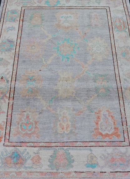 Measures: 4'2 x 6'0 Afghan Keivan Woven Art Oushak with Soft Floral Motifs on Light Cream Background. Keivan Woven Arts; rug AFG - 39441 Country of Origin: Afghanistan Type: Oushak Design: Floral. This grandiose Oushak features a showcasing i... - Keivan Woven ArtsAFG - 39441 - 18221Rug