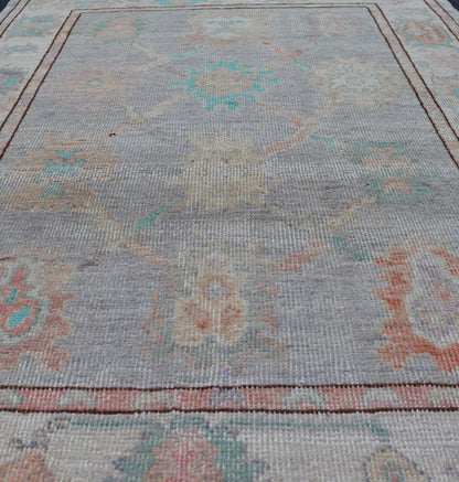 Measures: 4'2 x 6'0 Afghan Keivan Woven Art Oushak with Soft Floral Motifs on Light Cream Background. Keivan Woven Arts; rug AFG - 39441 Country of Origin: Afghanistan Type: Oushak Design: Floral. This grandiose Oushak features a showcasing i... - Keivan Woven ArtsAFG - 39441 - 18221Rug