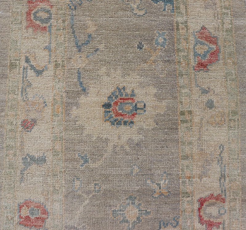 Measures: 2'11 x 9'2 Modern Oushak Floral Runner by Keivan Woven Arts in Multi Colors. Keivan Woven Arts/rug AFG - 39444, country of origin / type: Afghanistan / Oushak. This traditional Oushak rug features a neutral color background of taupe... - Keivan Woven ArtsAFG - 39444 - 18365Rug