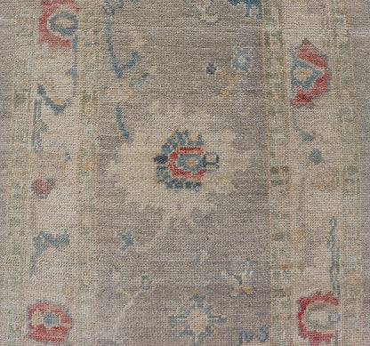 Measures: 2'11 x 9'2 Modern Oushak Floral Runner by Keivan Woven Arts in Multi Colors. Keivan Woven Arts/rug AFG - 39444, country of origin / type: Afghanistan / Oushak. This traditional Oushak rug features a neutral color background of taupe... - Keivan Woven ArtsAFG - 39444 - 18365Rug