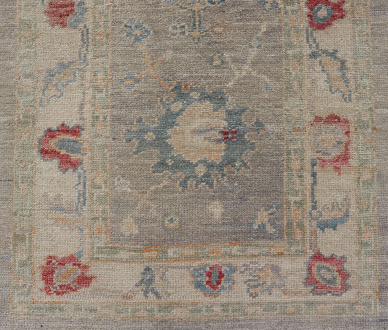 Measures: 2'11 x 9'2 Modern Oushak Floral Runner by Keivan Woven Arts in Multi Colors. Keivan Woven Arts/rug AFG - 39444, country of origin / type: Afghanistan / Oushak. This traditional Oushak rug features a neutral color background of taupe... - Keivan Woven ArtsAFG - 39444 - 18365Rug