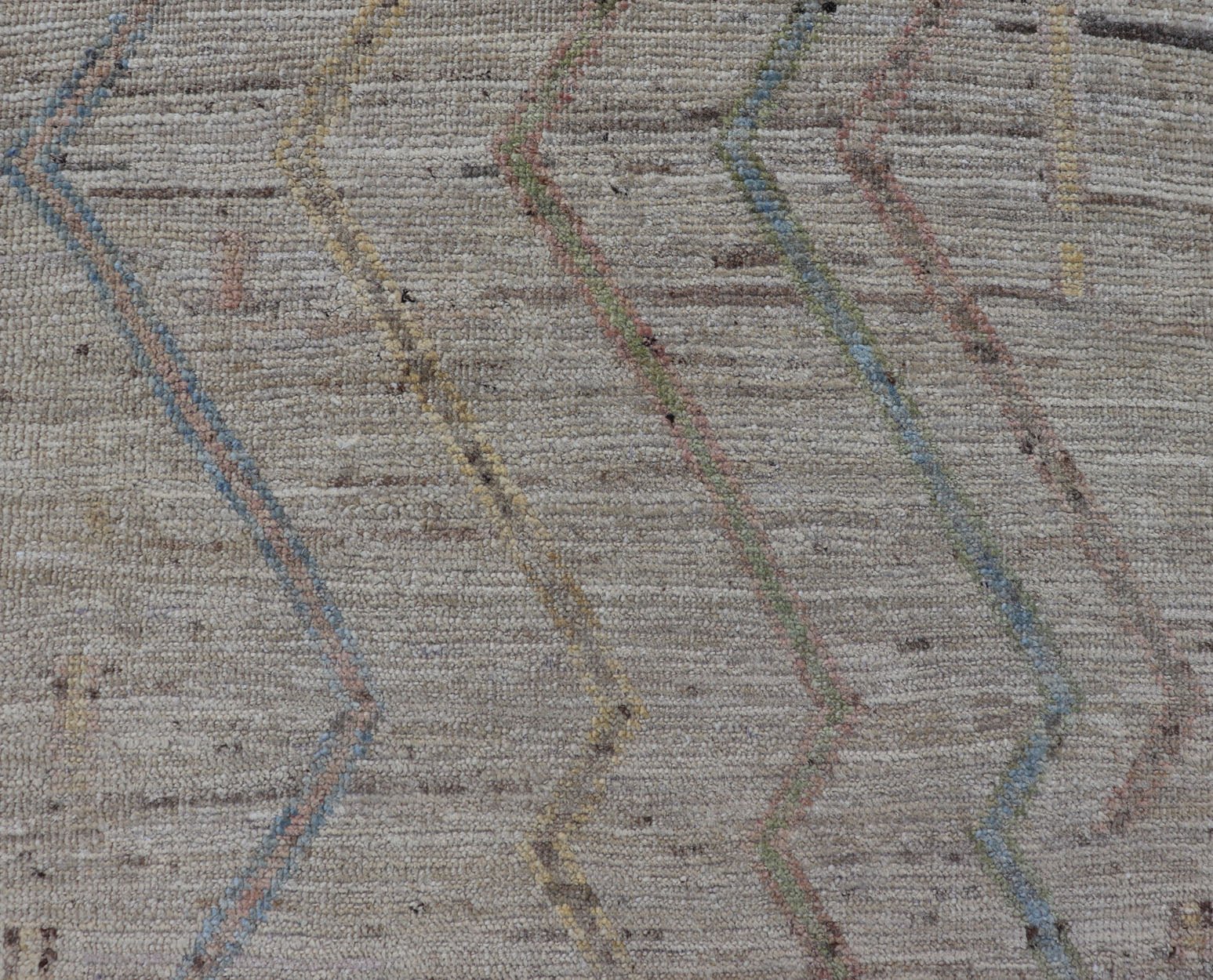 Measurers: 2'11 x 9'7 Afghan Modern Casual Runner by Keivan Woven Arts in Light Cream and Multi Colors. Keivan Woven Arts; rug AFG - 39445 Country of Origin: Afghanistan Type: Modern Casual Design: Geometric, Tribal Chevron, All - Over. This qu... - Keivan Woven ArtsAFG - 39445 - 18233Rug