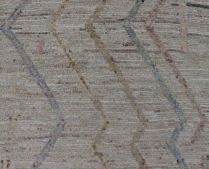Measurers: 2'11 x 9'7 Afghan Modern Casual Runner by Keivan Woven Arts in Light Cream and Multi Colors. Keivan Woven Arts; rug AFG - 39445 Country of Origin: Afghanistan Type: Modern Casual Design: Geometric, Tribal Chevron, All - Over. This qu... - Keivan Woven ArtsAFG - 39445 - 18233Rug