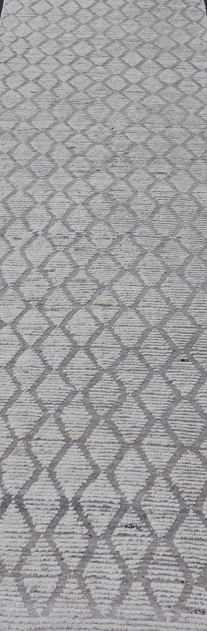 Measures: 3'4 x 13'7 Modern Moroccan Runner by Keivan Woven Arts with Diamond Design. Keivan Woven Arts; rug AFG - 39448, country of origin / type: Afghanistan / Modern Casual, circa early - 21th century. This modern casual tribal rug has been hand - ... - Keivan Woven ArtsAFG - 39448 - 18239Rug