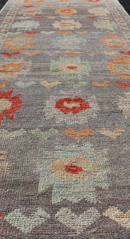 Measures: 2'9 x 9'8 Modern Runner by Keivan Woven Arts Sub - Geometric Diamond Design in Multicolor. Keivan Woven Arts; rug AFG - 39454, country of origin / type: Afghanistan / Modern Casual, circa Early - 21th Century. This modern casual tribal r... - Keivan Woven ArtsAFG - 39454 - 18245Rug