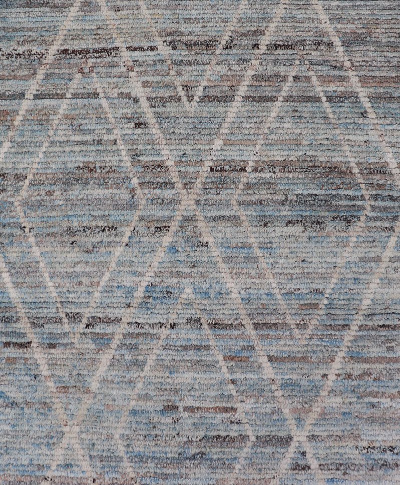 Measures: 3'2 x 11'0 Modern Runner with Traditional Design in Cream and Sky Blue by Keivan Woven Arts. rug AFG - 39459, country of origin / type: Afghanistan / Modern, condition: new. Keivan Woven Arts. This brand new rug features a Afghan tr... - Keivan Woven ArtsAFG - 39459 - 18377Rug