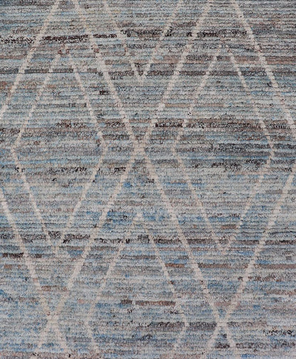 Measures: 3'2 x 11'0 Modern Runner with Traditional Design in Cream and Sky Blue by Keivan Woven Arts. rug AFG - 39459, country of origin / type: Afghanistan / Modern, condition: new. Keivan Woven Arts. This brand new rug features a Afghan tr... - Keivan Woven ArtsAFG - 39459 - 18377Rug