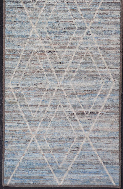 Measures: 3'2 x 11'0 Modern Runner with Traditional Design in Cream and Sky Blue by Keivan Woven Arts. rug AFG - 39459, country of origin / type: Afghanistan / Modern, condition: new. Keivan Woven Arts. This brand new rug features a Afghan tr... - Keivan Woven ArtsAFG - 39459 - 18377Rug