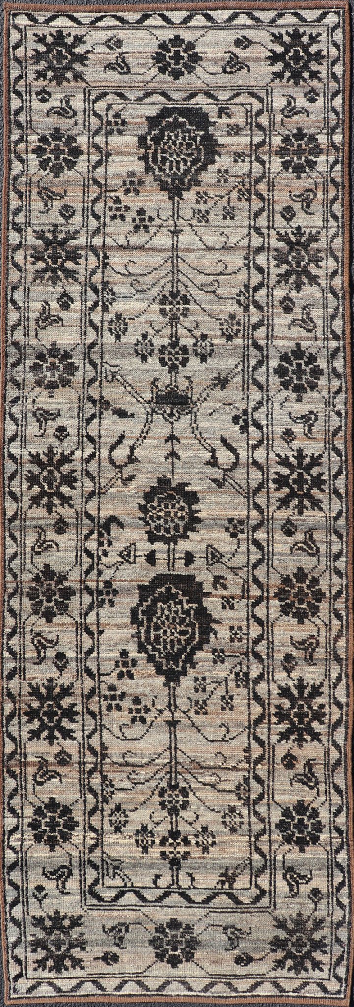 Measures: 3'2 x 9'8 Oushak Designed Runner by Keivan Woven Arts in Wool with Sub - Geometric Design. Keivan Woven Arts; rug AFG - 39462, country of origin / type: Afghanistan / Modern Casual, circa Early - 21th century. This modern casual tribal ... - Keivan Woven ArtsAFG - 39462 - 18263Rug