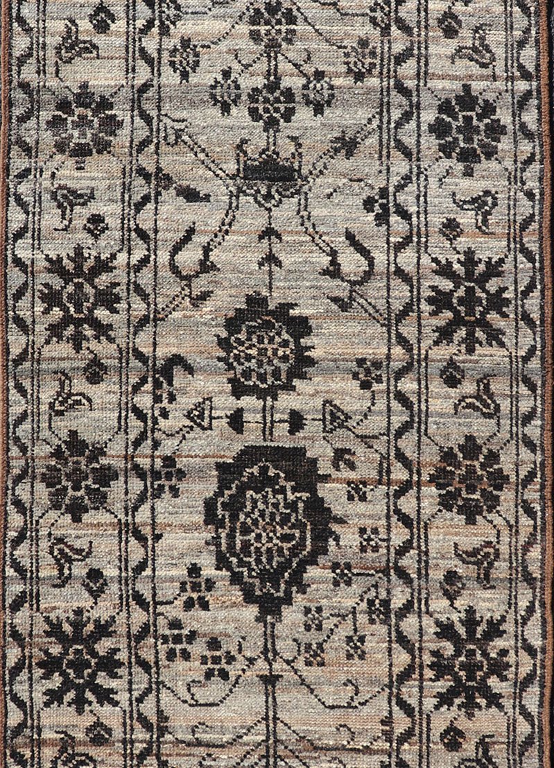 Measures: 3'2 x 9'8 Oushak Designed Runner by Keivan Woven Arts in Wool with Sub - Geometric Design. Keivan Woven Arts; rug AFG - 39462, country of origin / type: Afghanistan / Modern Casual, circa Early - 21th century. This modern casual tribal ... - Keivan Woven ArtsAFG - 39462 - 18263Rug