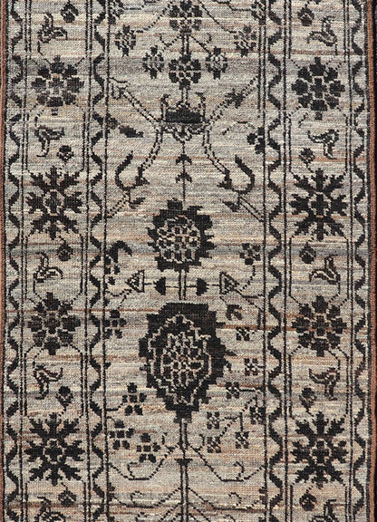 Measures: 3'2 x 9'8 Oushak Designed Runner by Keivan Woven Arts in Wool with Sub - Geometric Design. Keivan Woven Arts; rug AFG - 39462, country of origin / type: Afghanistan / Modern Casual, circa Early - 21th century. This modern casual tribal ... - Keivan Woven ArtsAFG - 39462 - 18263Rug