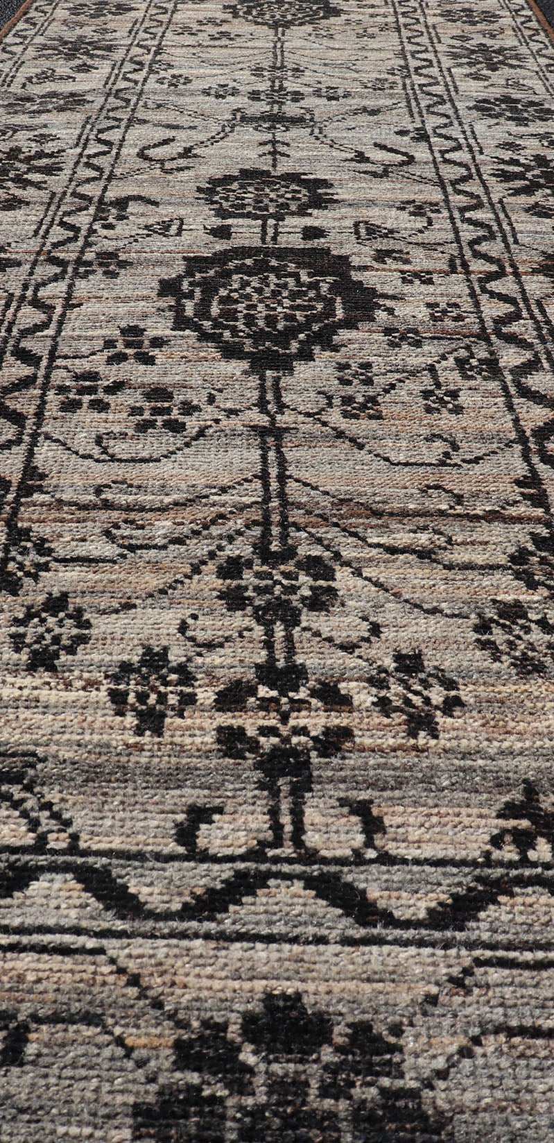 Measures: 3'2 x 9'8 Oushak Designed Runner by Keivan Woven Arts in Wool with Sub - Geometric Design. Keivan Woven Arts; rug AFG - 39462, country of origin / type: Afghanistan / Modern Casual, circa Early - 21th century. This modern casual tribal ... - Keivan Woven ArtsAFG - 39462 - 18263Rug