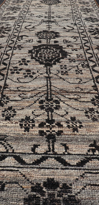 Measures: 3'2 x 9'8 Oushak Designed Runner by Keivan Woven Arts in Wool with Sub - Geometric Design. Keivan Woven Arts; rug AFG - 39462, country of origin / type: Afghanistan / Modern Casual, circa Early - 21th century. This modern casual tribal ... - Keivan Woven ArtsAFG - 39462 - 18263Rug