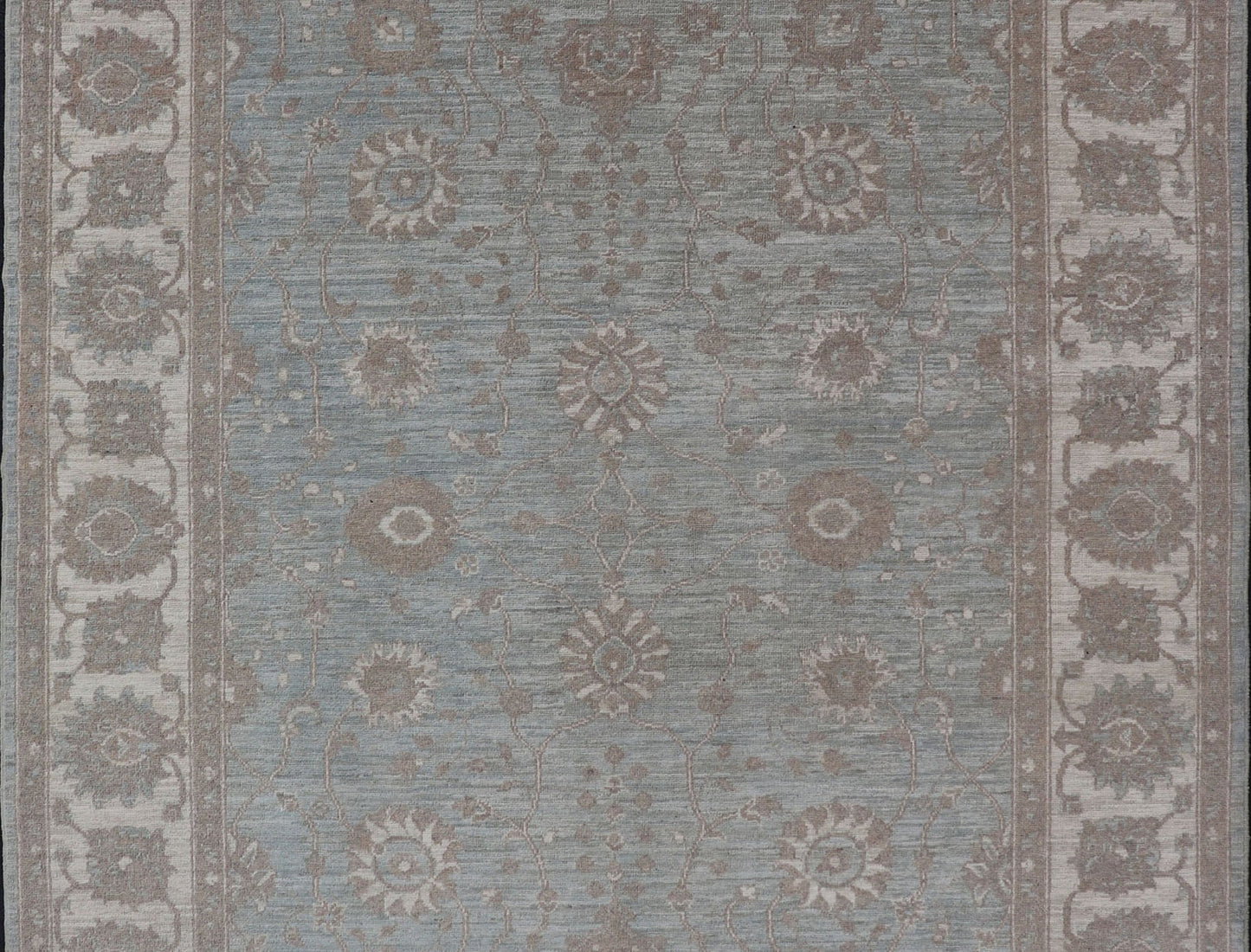 Measures: 5'9 x 7'9 Modern Oushak by Keivan Woven Arts With Floral Design on Green - Blue Field . Keivan Woven Arts/ rug /AFG - 39464, Country of Origin: Afghanistan Type: Oushak Design: Floral, All - Over, Arabesque - Floral 21st century. Modern d... - Keivan Woven ArtsAFG - 39464 - 18389Rug