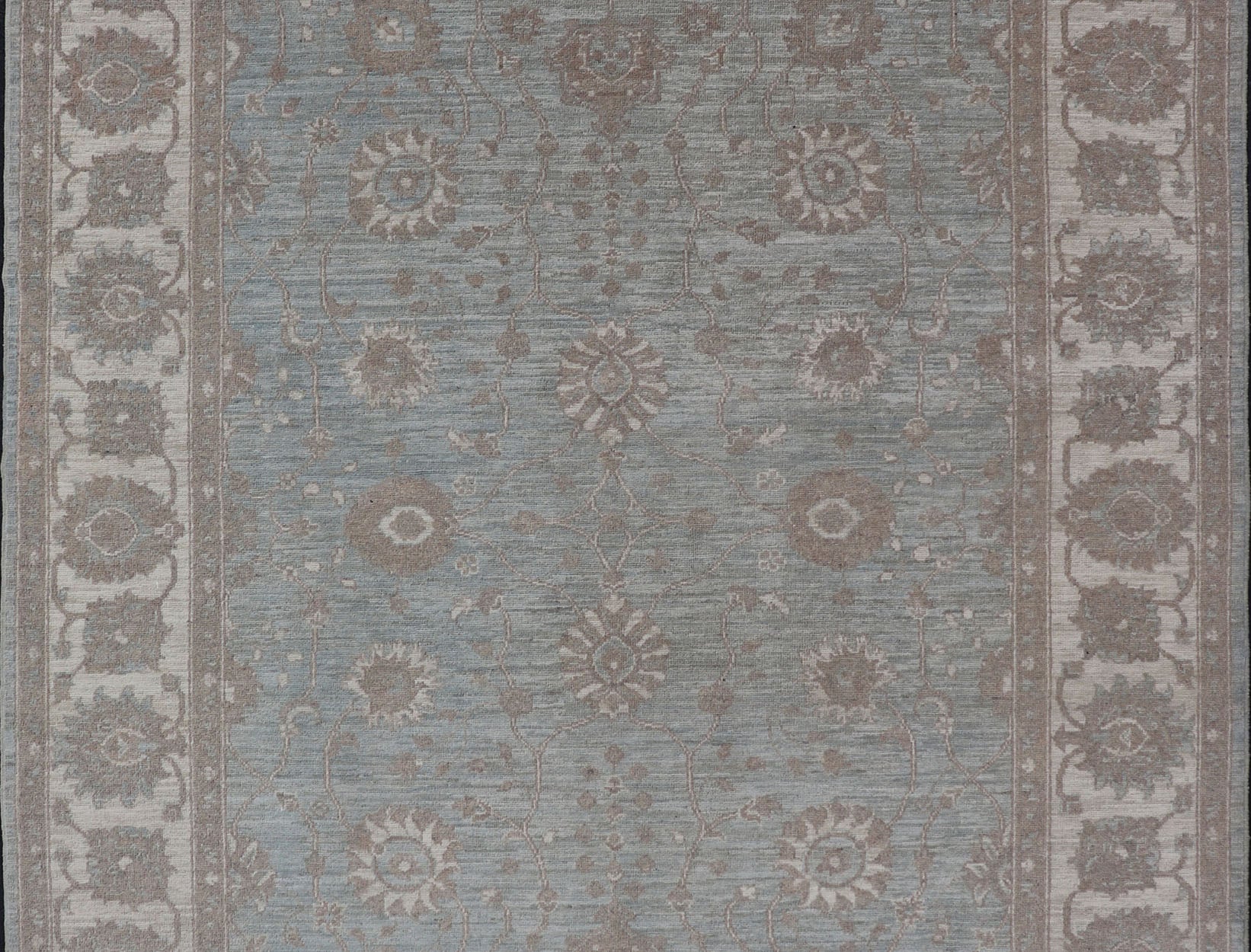 Measures: 5'9 x 7'9 Modern Oushak by Keivan Woven Arts With Floral Design on Green - Blue Field . Keivan Woven Arts/ rug /AFG - 39464, Country of Origin: Afghanistan Type: Oushak Design: Floral, All - Over, Arabesque - Floral 21st century. Modern d... - Keivan Woven ArtsAFG - 39464 - 18389Rug
