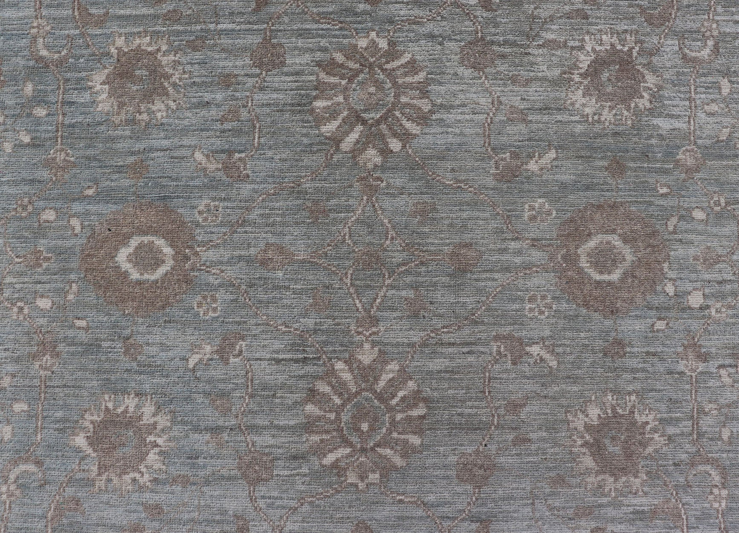 Measures: 5'9 x 7'9 Modern Oushak by Keivan Woven Arts With Floral Design on Green - Blue Field . Keivan Woven Arts/ rug /AFG - 39464, Country of Origin: Afghanistan Type: Oushak Design: Floral, All - Over, Arabesque - Floral 21st century. Modern d... - Keivan Woven ArtsAFG - 39464 - 18389Rug