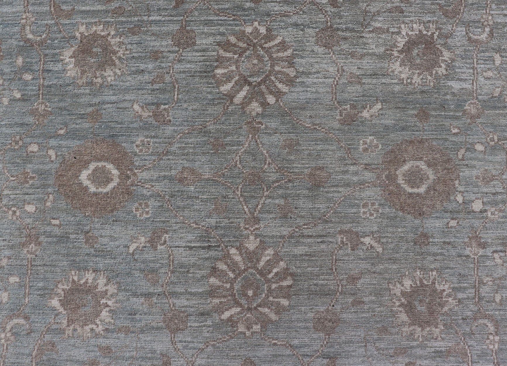 Measures: 5'9 x 7'9 Modern Oushak by Keivan Woven Arts With Floral Design on Green - Blue Field . Keivan Woven Arts/ rug /AFG - 39464, Country of Origin: Afghanistan Type: Oushak Design: Floral, All - Over, Arabesque - Floral 21st century. Modern d... - Keivan Woven ArtsAFG - 39464 - 18389Rug