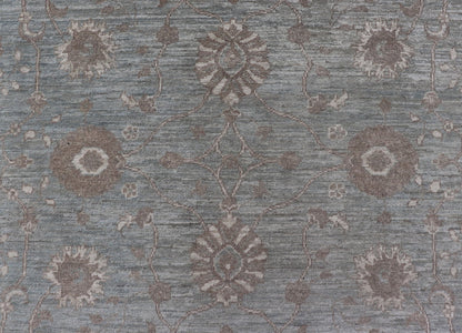 Measures: 5'9 x 7'9 Modern Oushak by Keivan Woven Arts With Floral Design on Green - Blue Field . Keivan Woven Arts/ rug /AFG - 39464, Country of Origin: Afghanistan Type: Oushak Design: Floral, All - Over, Arabesque - Floral 21st century. Modern d... - Keivan Woven ArtsAFG - 39464 - 18389Rug