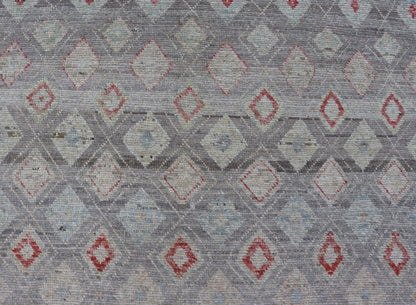Measures: 6'4 x 9'6 Modern Afghan Tribal Rug by Keivan Woven Arts in Wool with Sub - Geometric Design. Modern Casual Tribal Rug, Keivan Woven Arts / rug AFG - 39465, country of origin / type: Afghanistan / Modern Casual, circa Early - 21th Century. ... - Keivan Woven ArtsAFG - 39465 - 18275Rug