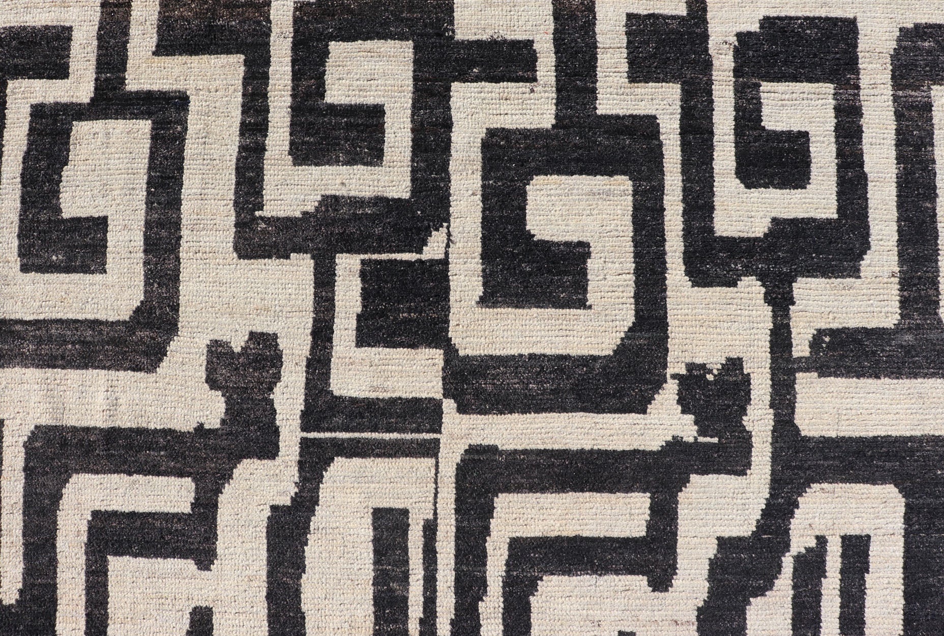 Measures: 8'3 x 9'7 Large Black and Ivory Abstract Modern Casual Rug by Keivan Woven Arts. Keivan Woven Arts; rug AFG - 39466 / Country of Origin: Afghanistan Type: Modern Casual Design: Abstract, Sub - Geometric, Minimalist. This oversized mod... - Keivan Woven ArtsAFG - 39466 - 18281Rug