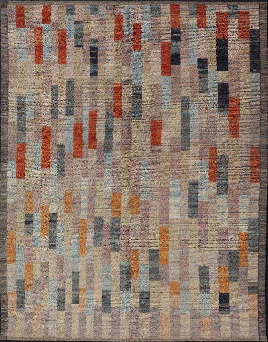 Keivan Woven arts modern rug in abstract design and colorful field . Measures: 7'0 x 9'6 This Keivan Woven arts modern rug made in an abstract design and colorful field with variety of bright and happy colors. this Keivan Woven Arts mod... - Keivan Woven ArtsAFG - 39468 - 18293