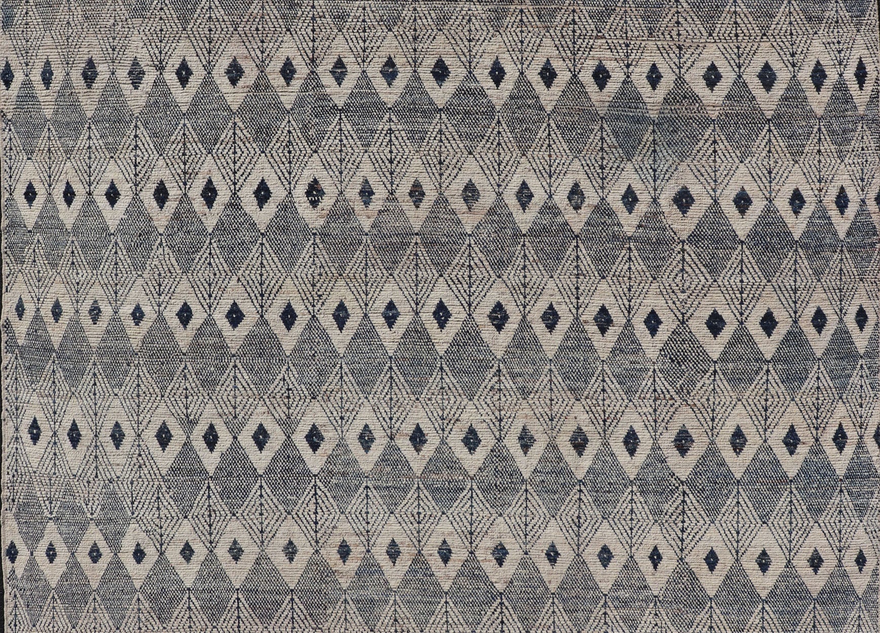 Keivan Woven Arts Large modern diamond Design rug in Navy, Blue and off white. Measures: 10'6 x 13'0 Keivan Woven Arts modern rug with diamond pattern in Navy and off white, modern rug by Keivan woven arts in diamond design Keivan... - Keivan Woven ArtsAFG - 39491 - 18317Rug
