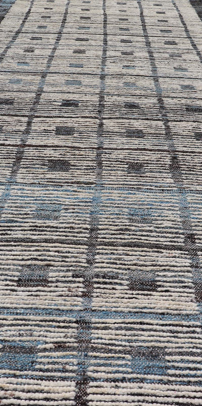 Modern Hand - Knotted Afghani Runner in Wool with All - Over Geometric Cube Design This modern casual tribal rug has been hand - knotted. The rug features a modern all - over geometric cube design, rendered in blue, charcoal, brown and gray; making thi... - Keivan Woven ArtsAFG - 39515 - 19538Rug