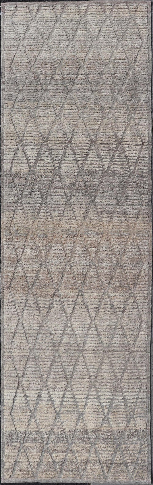 Modern Hand - Knotted Moroccan Rug with Diamond Design in Gray and Neutral Tones This modern casual tribal rug has been hand - knotted in wool. The rug features a modern geometric diamond design, rendered in gray and neutral tones, making this rug ... - Keivan Woven ArtsAFG - 39540 - 19760Rug