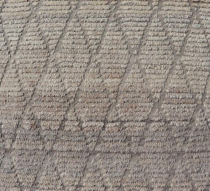 Modern Hand - Knotted Moroccan Rug with Diamond Design in Gray and Neutral Tones This modern casual tribal rug has been hand - knotted in wool. The rug features a modern geometric diamond design, rendered in gray and neutral tones, making this rug ... - Keivan Woven ArtsAFG - 39540 - 19760Rug