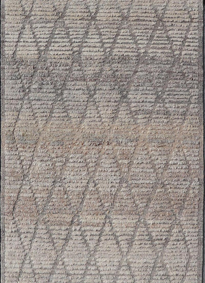 Modern Hand - Knotted Moroccan Rug with Diamond Design in Gray and Neutral Tones This modern casual tribal rug has been hand - knotted in wool. The rug features a modern geometric diamond design, rendered in gray and neutral tones, making this rug ... - Keivan Woven ArtsAFG - 39540 - 19760Rug