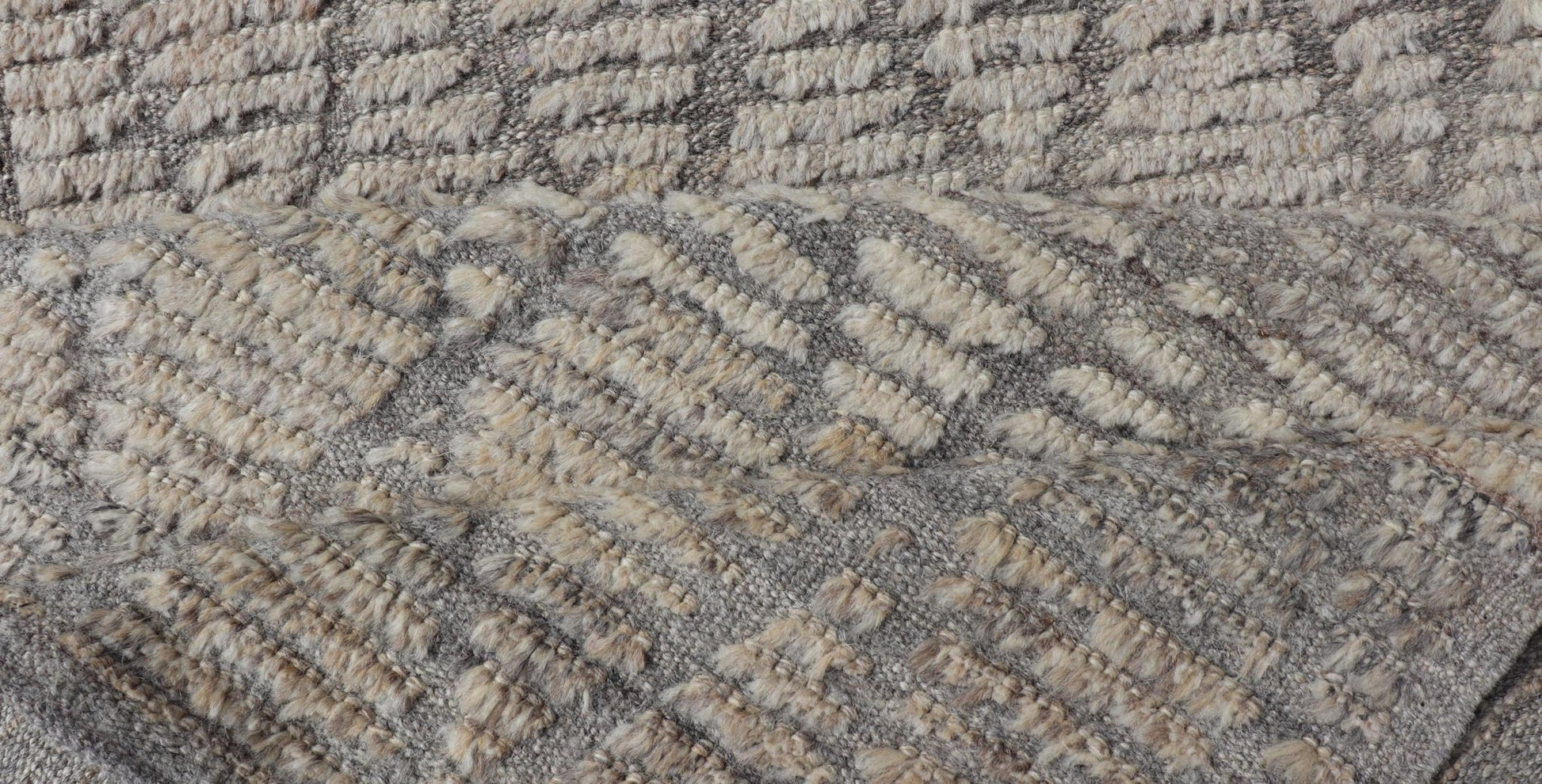 Modern Hand - Knotted Moroccan Rug with Diamond Design in Gray and Neutral Tones This modern casual tribal rug has been hand - knotted in wool. The rug features a modern geometric diamond design, rendered in gray and neutral tones, making this rug ... - Keivan Woven ArtsAFG - 39540 - 19760Rug