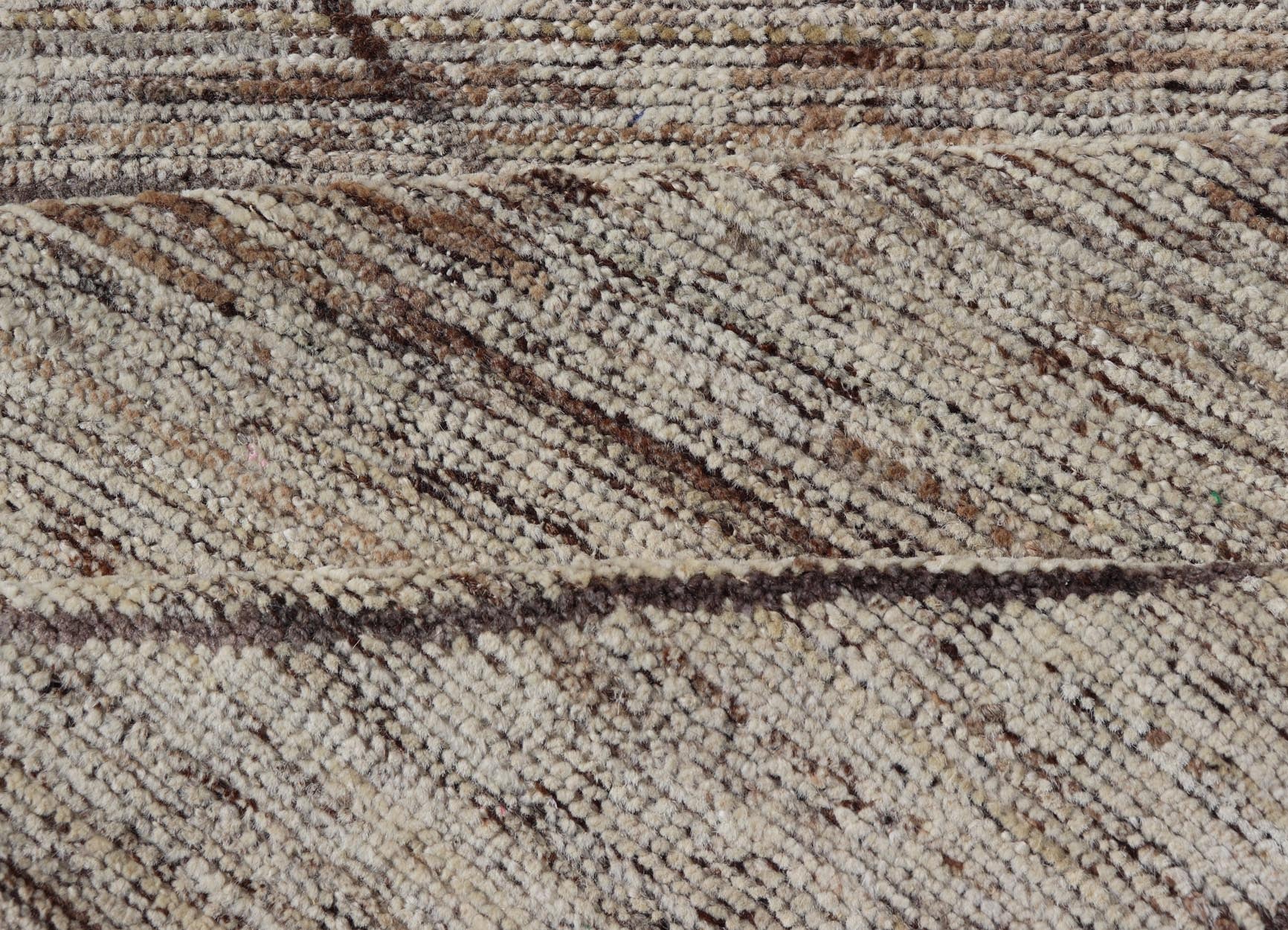 Modern Hand - Knotted Moroccan Runner in Wool with Diamond Design in Earthy Tones Measures: 2'11 x 13'2 This modern casual tribal Moroccan runner has been hand - knotted in wool. The rug features a modern geometric diamond design, rendered i... - Keivan Woven ArtsAFG - 39553 - 19766Rug