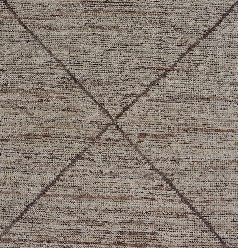 Modern Hand - Knotted Moroccan Runner in Wool with Diamond Design in Earthy Tones Measures: 2'11 x 13'2 This modern casual tribal Moroccan runner has been hand - knotted in wool. The rug features a modern geometric diamond design, rendered i... - Keivan Woven ArtsAFG - 39553 - 19766Rug
