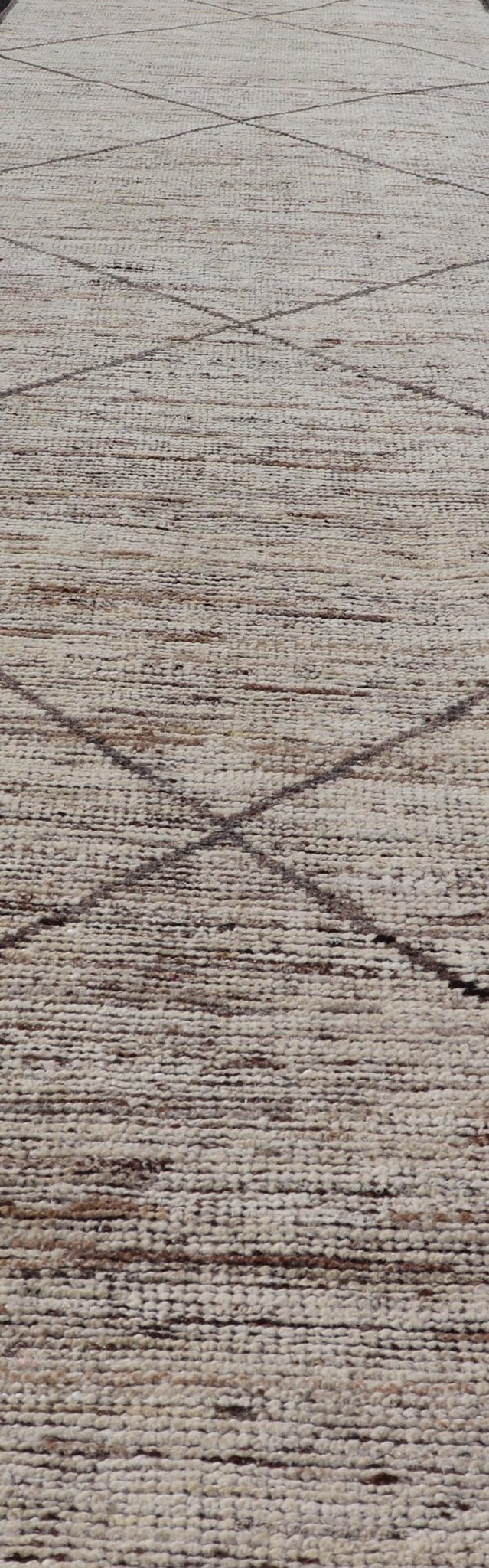 Modern Hand - Knotted Moroccan Runner in Wool with Diamond Design in Earthy Tones Measures: 2'11 x 13'2 This modern casual tribal Moroccan runner has been hand - knotted in wool. The rug features a modern geometric diamond design, rendered i... - Keivan Woven ArtsAFG - 39553 - 19766Rug
