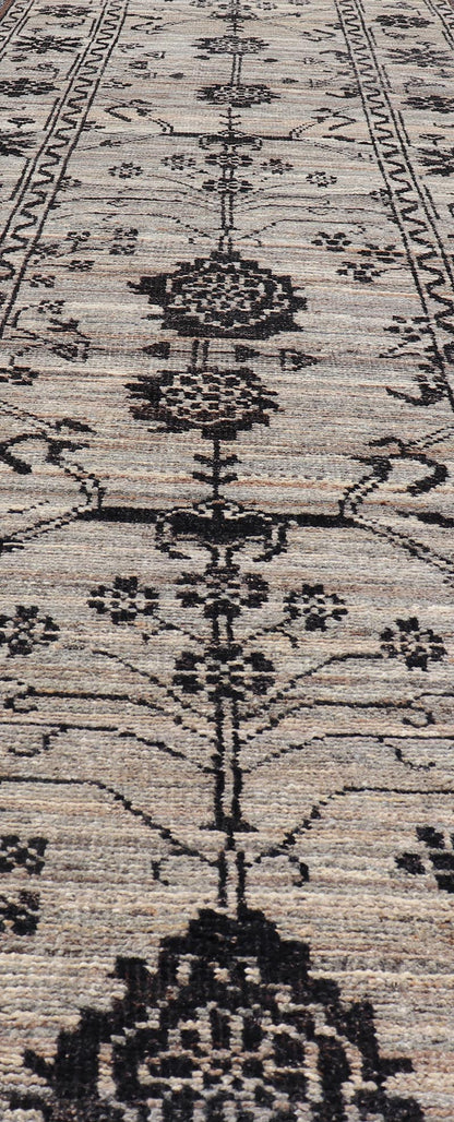 Modern Hand - Knotted Rug in Wool with Sub - Geometric Oushak Design in Earthy Tones This modern oushak designed tribal rug has been hand - knotted. The rug features a modern sub - geometric Oushak design, replete with various motifs in charcoal on an e... - Keivan Woven ArtsAFG - 39612 - 19550Rug