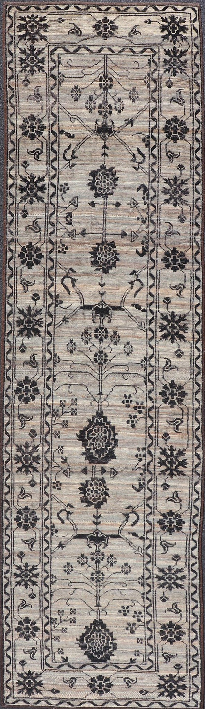 Modern Hand - Knotted Rug in Wool with Sub - Geometric Oushak Design in Earthy Tones This modern oushak designed tribal rug has been hand - knotted. The rug features a modern sub - geometric Oushak design, replete with various motifs in charcoal on an e... - Keivan Woven ArtsAFG - 39612 - 19550Rug