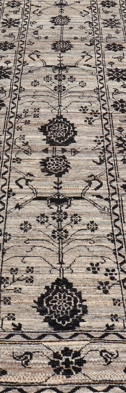 Modern Hand - Knotted Rug in Wool with Sub - Geometric Oushak Design in Earthy Tones This modern oushak designed tribal rug has been hand - knotted. The rug features a modern sub - geometric Oushak design, replete with various motifs in charcoal on an e... - Keivan Woven ArtsAFG - 39612 - 19550Rug