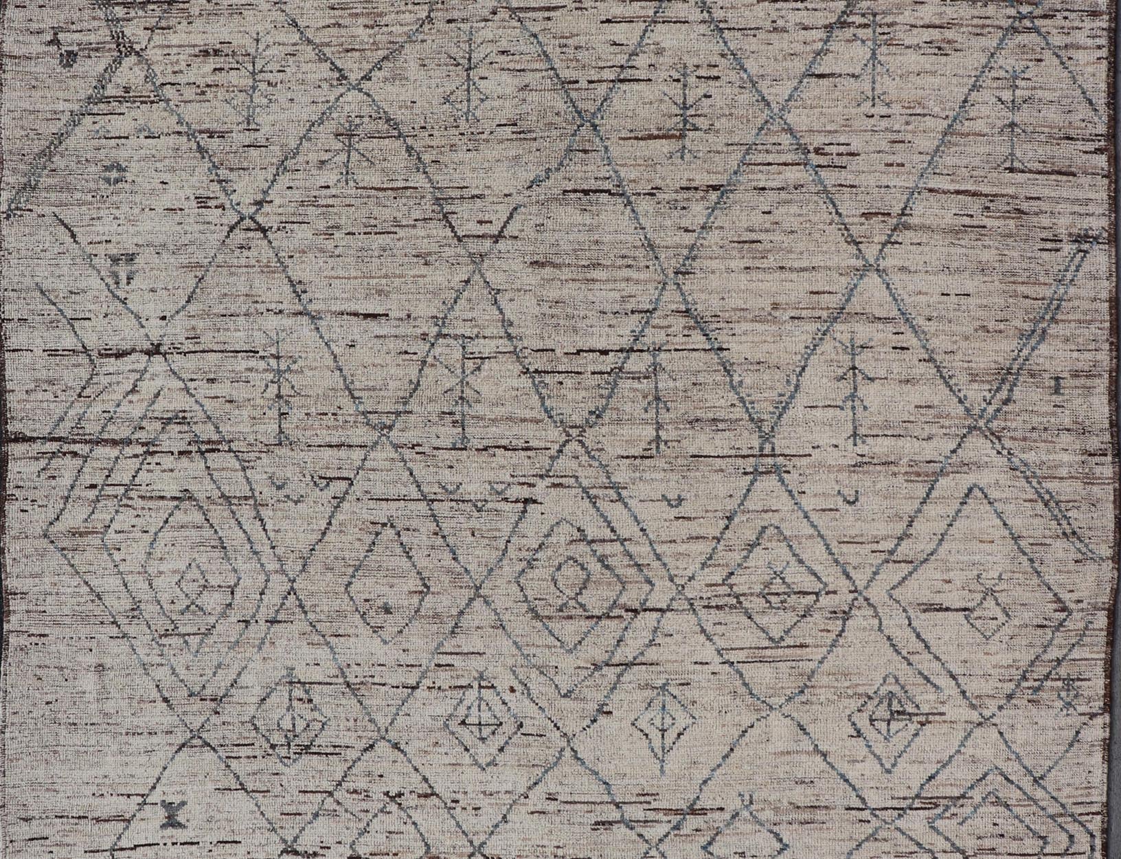 Modern Hand - Knotted Rug in Wool with All - Over Sub - Geometric Tribal Design This modern casual tribal rug has been hand - knotted in wool. The rug features a modern sub - geometric diamond design, replete with various motifs. The rug is rendered in b... - Keivan Woven ArtsAFG - 39662 - 19772Rug